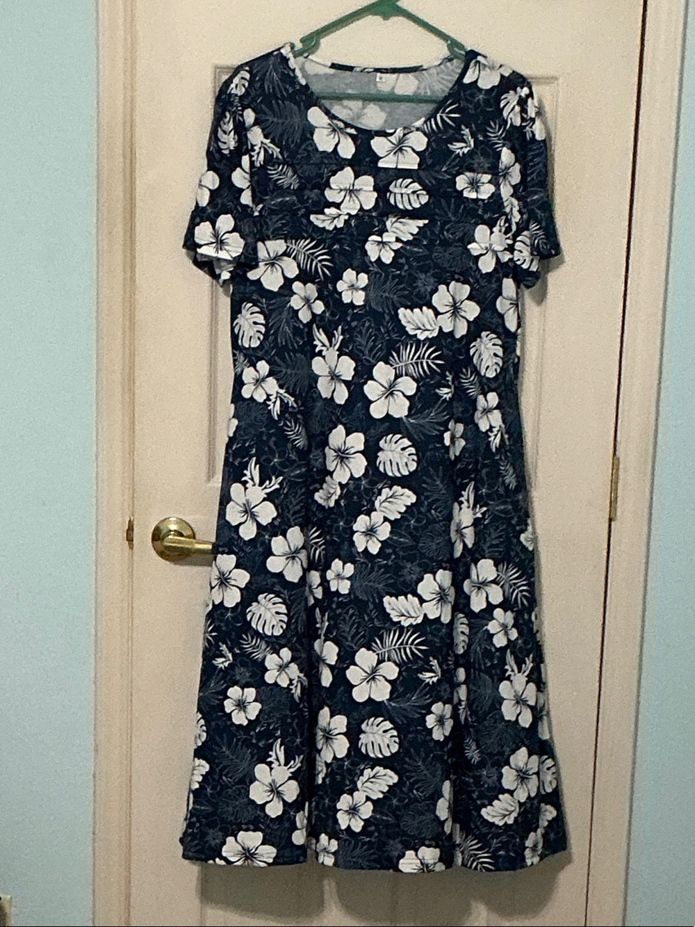 Womenโs Navy Blue Floral A-Line Dress